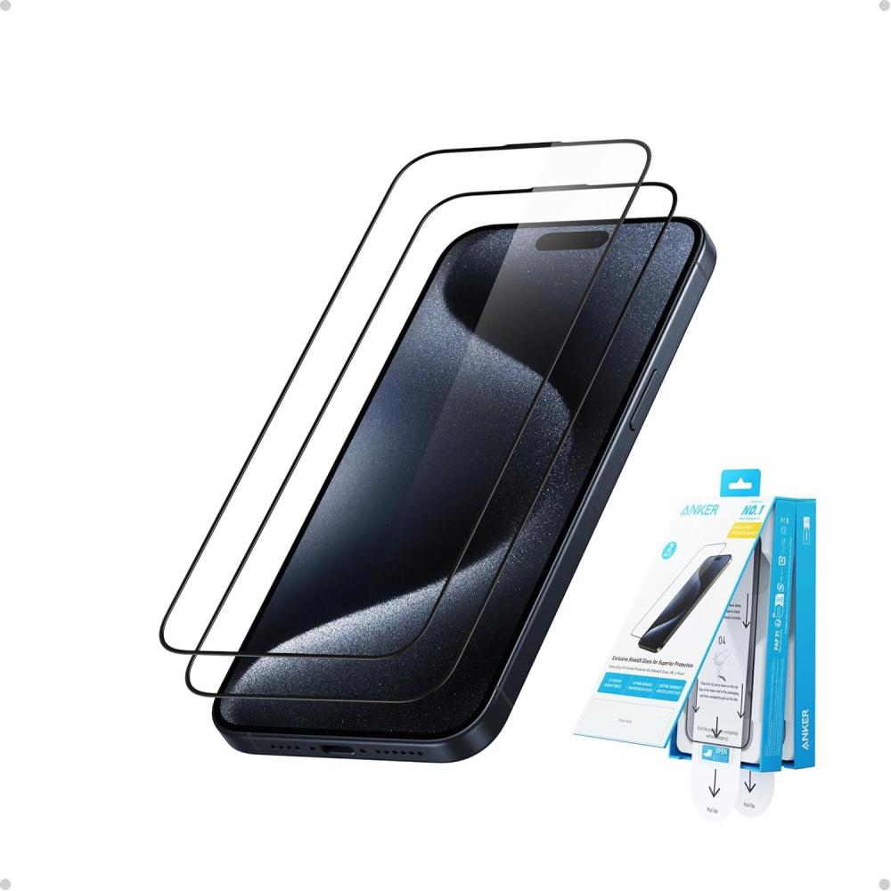 imageAnker Easy Fit HD Screen Protector for iPhone 16 Pro Max Screen Protector UltraDurable Dustand FingerprintFree with Extended Coverage Fast and Easy Installation 69Inch Pack of 2CrystalClear
