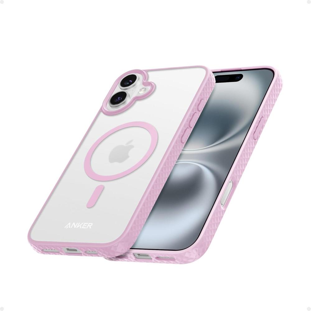 imageAnker MagGo Matte Magnetic Phone Case for iPhone 16 Pro Max UltraSlim ScratchResistant Durable Protective Cover Compatible with MagSafe BluePink