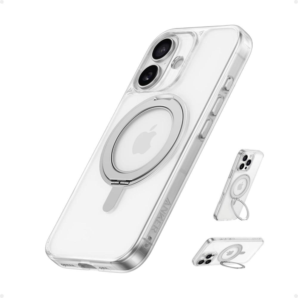imageAnker Ultra Magnetic for iPhone 16 Pro Max Case with Sturdy 360 Ring Stand MilitaryGrade Shockproof iPhone 16 Pro Max Kickstand Compatible with MagSafeBlackClear
