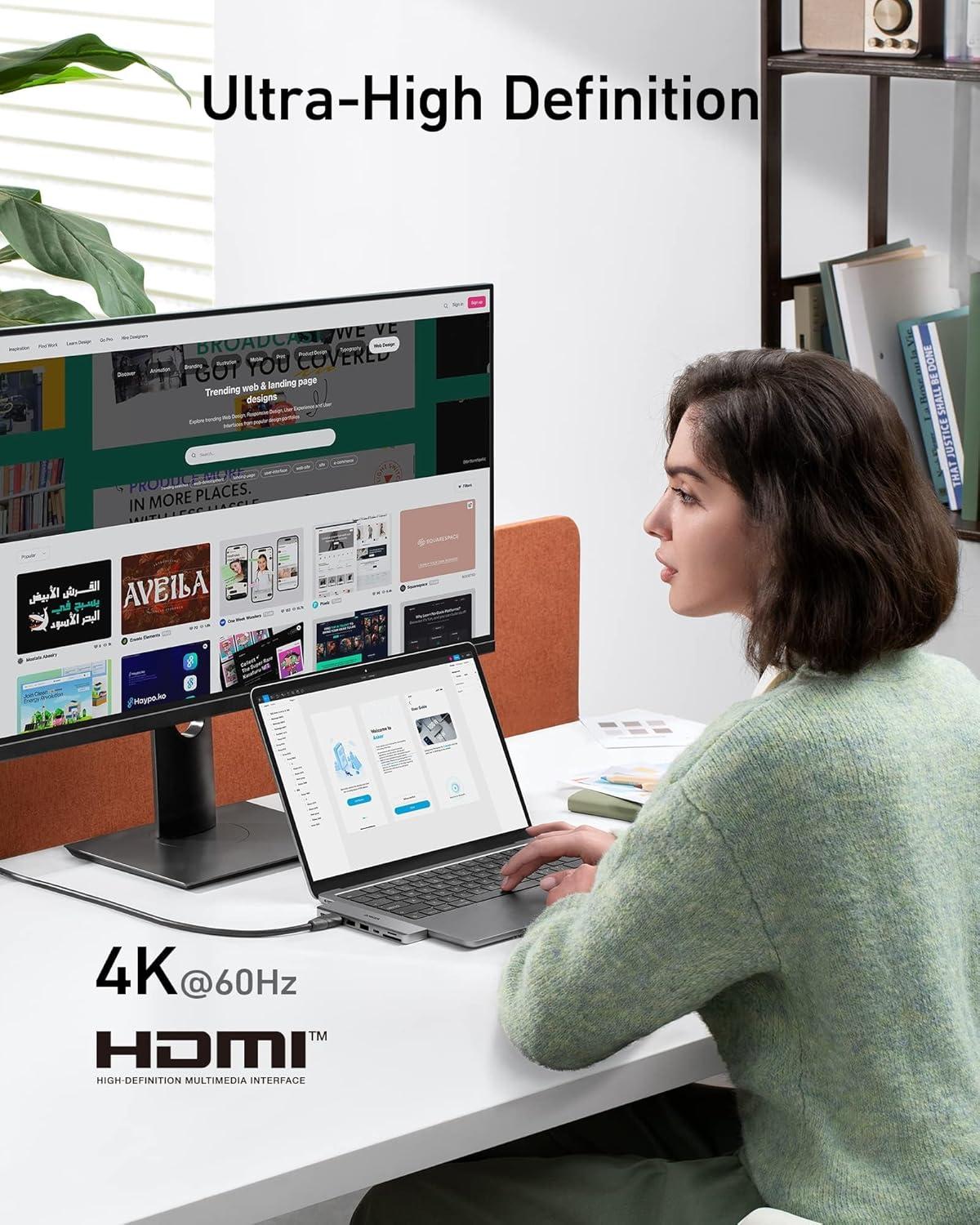 imageAnker USB C Hub for MacBook 7in2 with 4K HDMI Compatible with Thunderbolt 4 1 Type C and 2 USB A Data Ports for MacBookPro 13 Inch MacBookAir M1  M2 and More