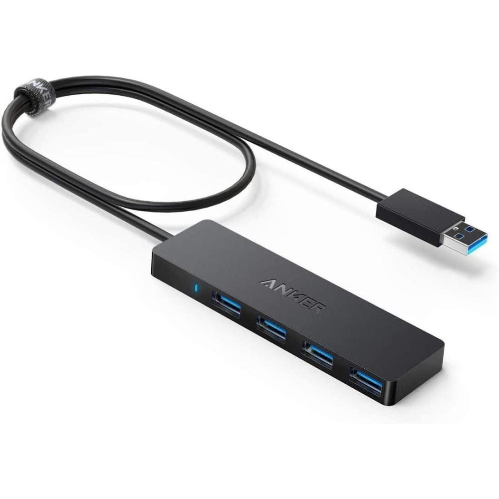 imageAnker 4Port USB 30 Hub UltraSlim Data USB Hub with 2 ft Extended Cable Charging Not Supported for MacBook Mac Pro Mac Mini iMac Surface Pro XPS PC Flash Drive Mobile HDD