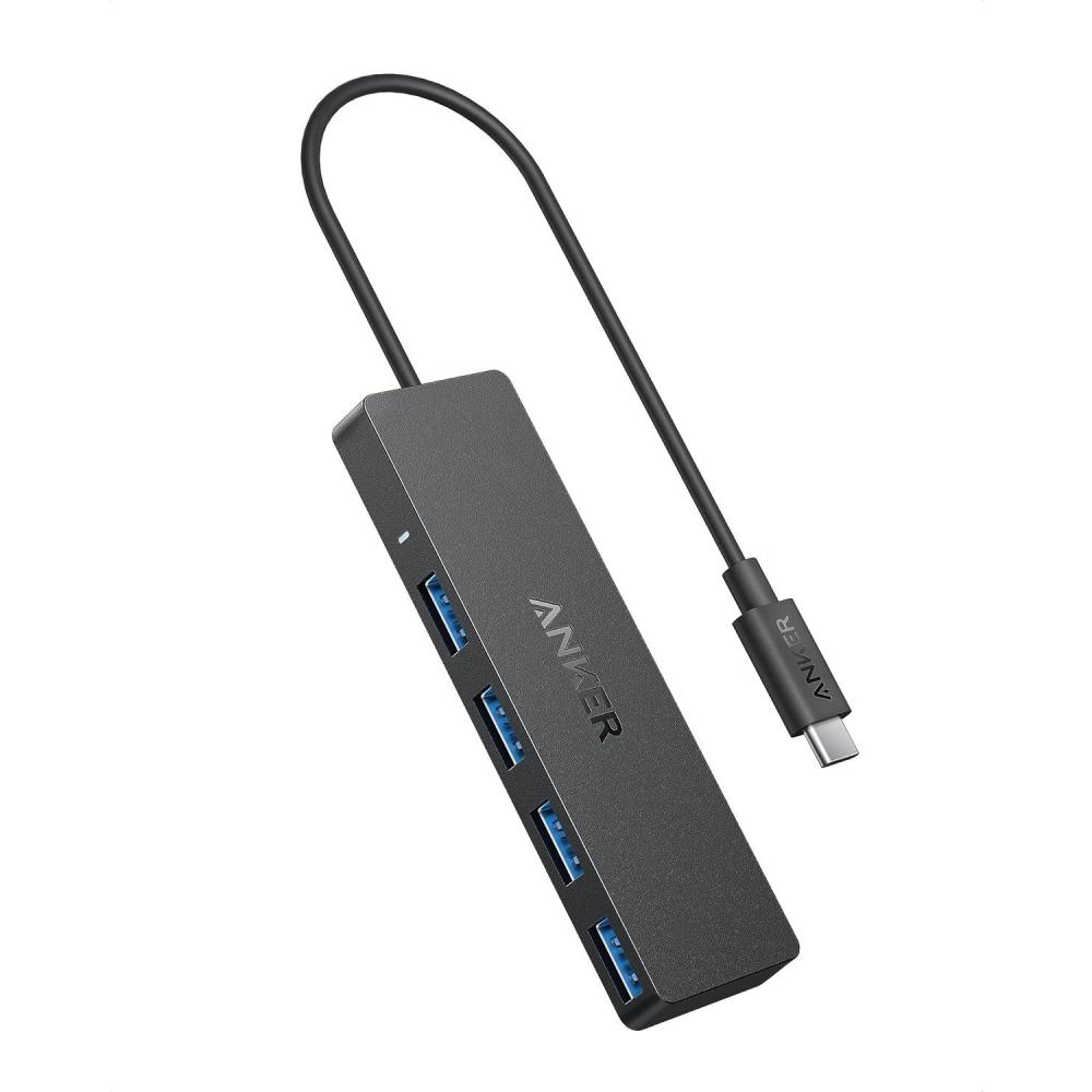 imageAnker 4Port USB 30 Hub with 5Gbps Data Transfer UltraSlim USBC Connector Hub for MacBook iMac Surface Mobile HDD and More 2 ft USBC Connector Charging Not Supported07 ft