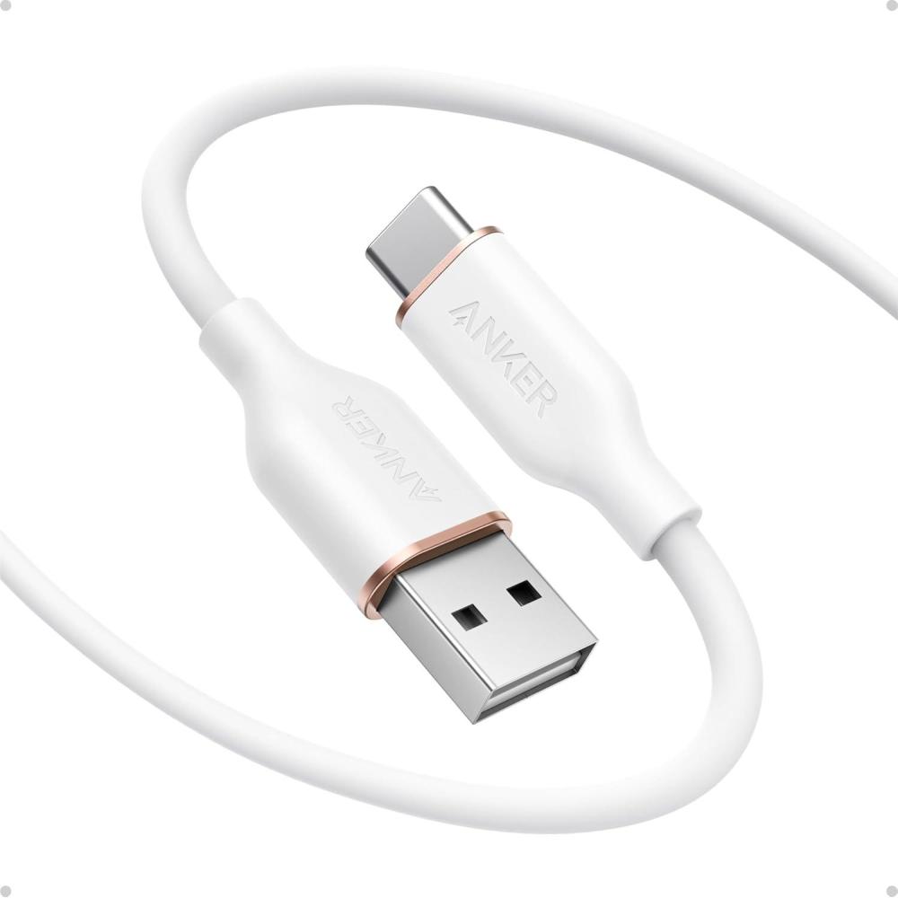 imageAnker Cable USB A to USB C Cable for iPhone 16 15 ro Max Plus and More 6FT BlackWhite