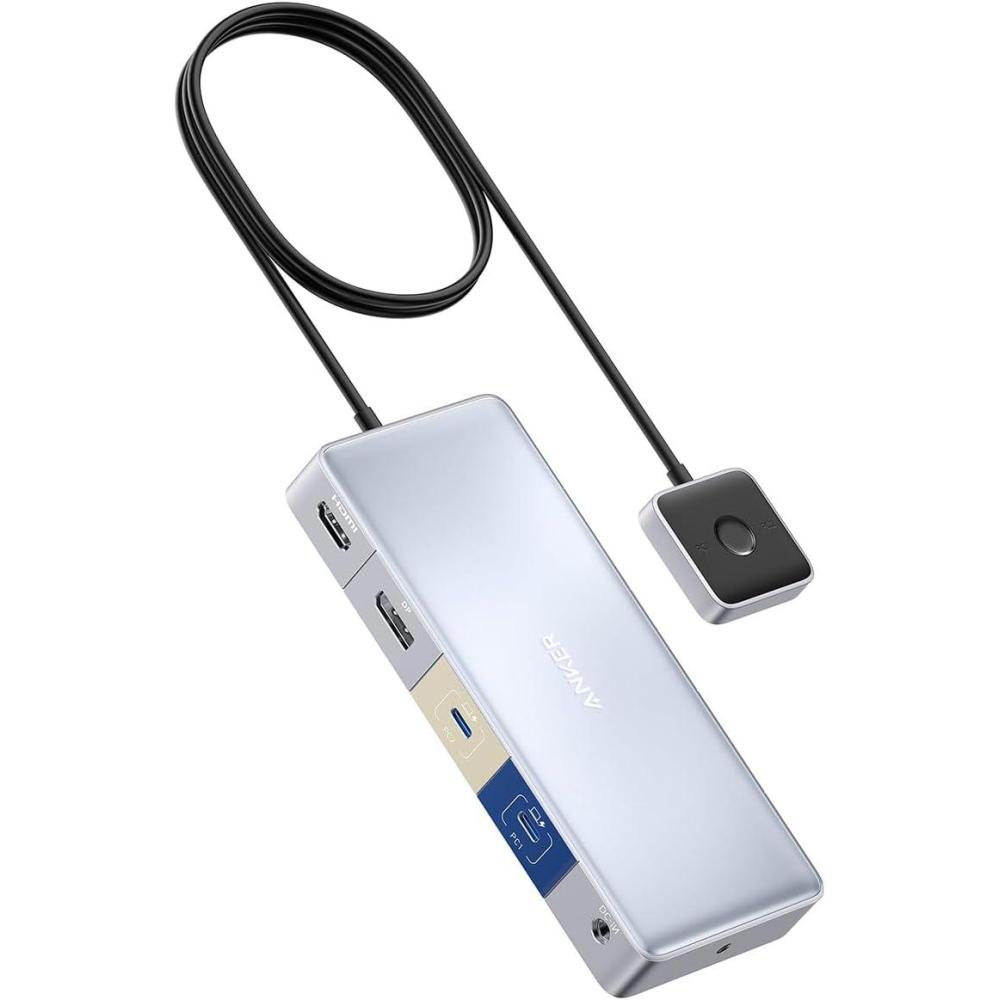 imageAnker Docking Station KVM Switch for a Desktop PC and a Laptop Dual 4K Monitor 553 USB C Docking Station with HDMI and DisplayPort USB 30 Ports for Hp Laptop MacBook iPad Steam Deck10in1