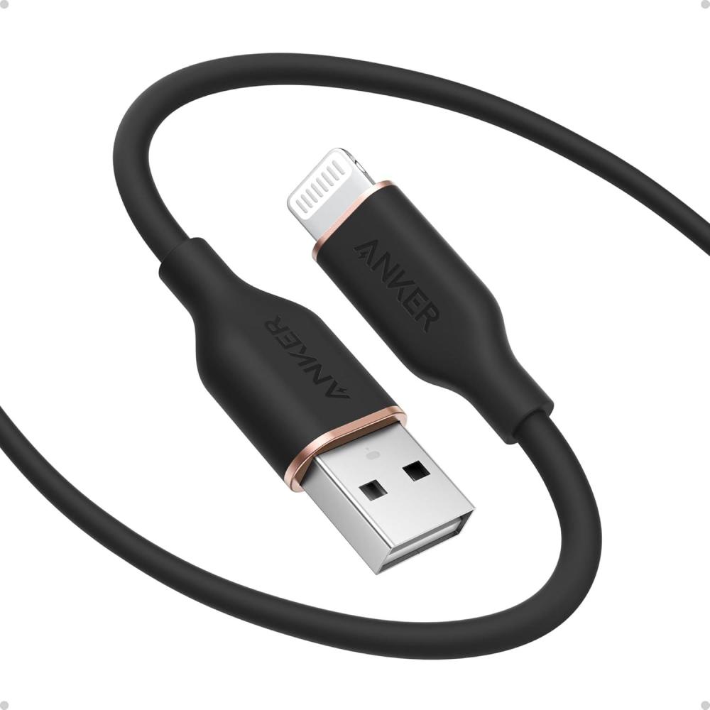imageAnker Flow USB A to Lightning Cable Durable Charging Cord for iPhone 1413 AirPods and More Cord Organizer Included 3FT USB 206ft