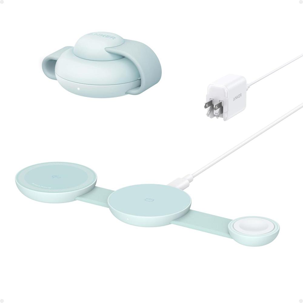 imageAnker MagSafe Compatible MagGo UFO 3in1 Charger iPhone 16 Wireless Charging Station 15W Qi2 Certified Foldable Travel Charging Pad for iPhone 161514 AirPods Apple Watch Not a Power BankTeal Oasis