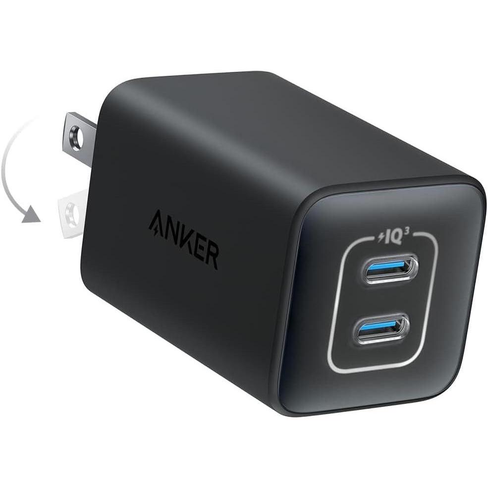 imageAnker Nano Charger 47W 2 Port Compact Foldable GaN USB C Charger for iPhone 1615 Galaxy Pixel Compatible with MagSafe BlueBlack