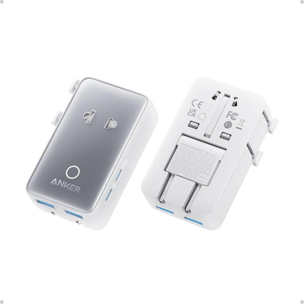 imageAnker Nano Travel Adapter 5Port Power Adapter with 1 AC 2 USBA and 2 USBC Ports Smart Temperature Control Compatible with Over 200 Countries Ideal for Travel 1Packwhite