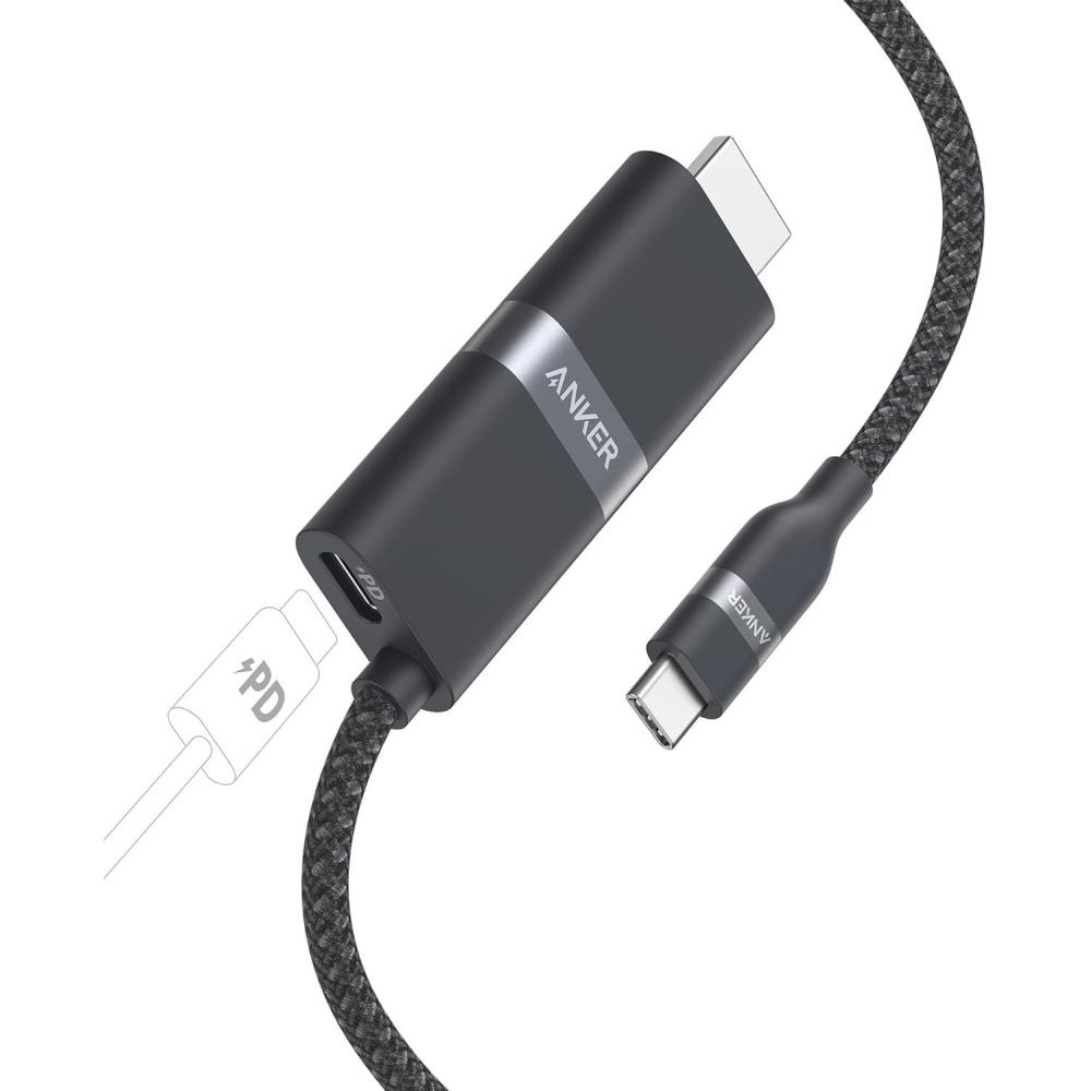 imageAnker Nano USB C to HDMI Cable Adapter with 140W PD Fast Charging Port 4K60HzSustainable with Advanced Shielding Thunderbolt 543 Compatible for MacBook iPhone HD TV 6FTBlack3FT