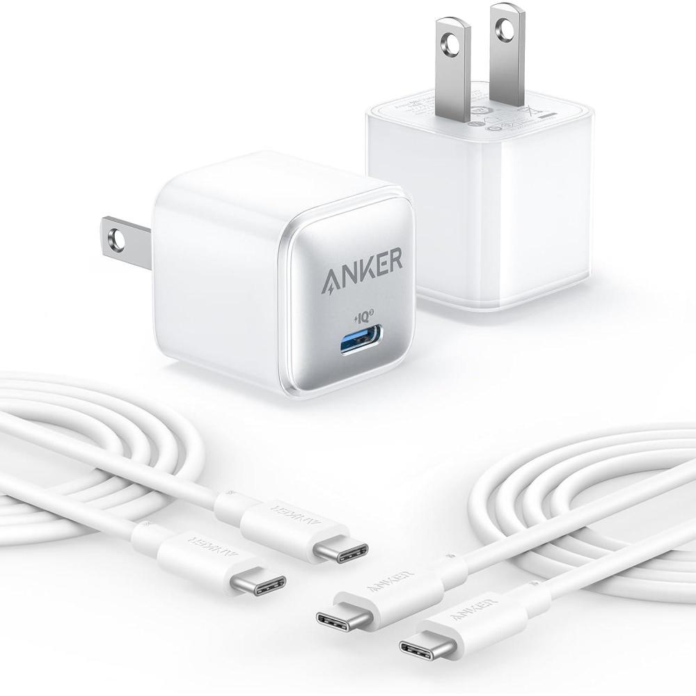 imageAnker USB C Charger Block 20W PIQ 30 Compact Fast Charging for iPhone 1615 and More Series Galaxy Pixel 43 iPad 2 Pack ampamp 2 CableArctic White