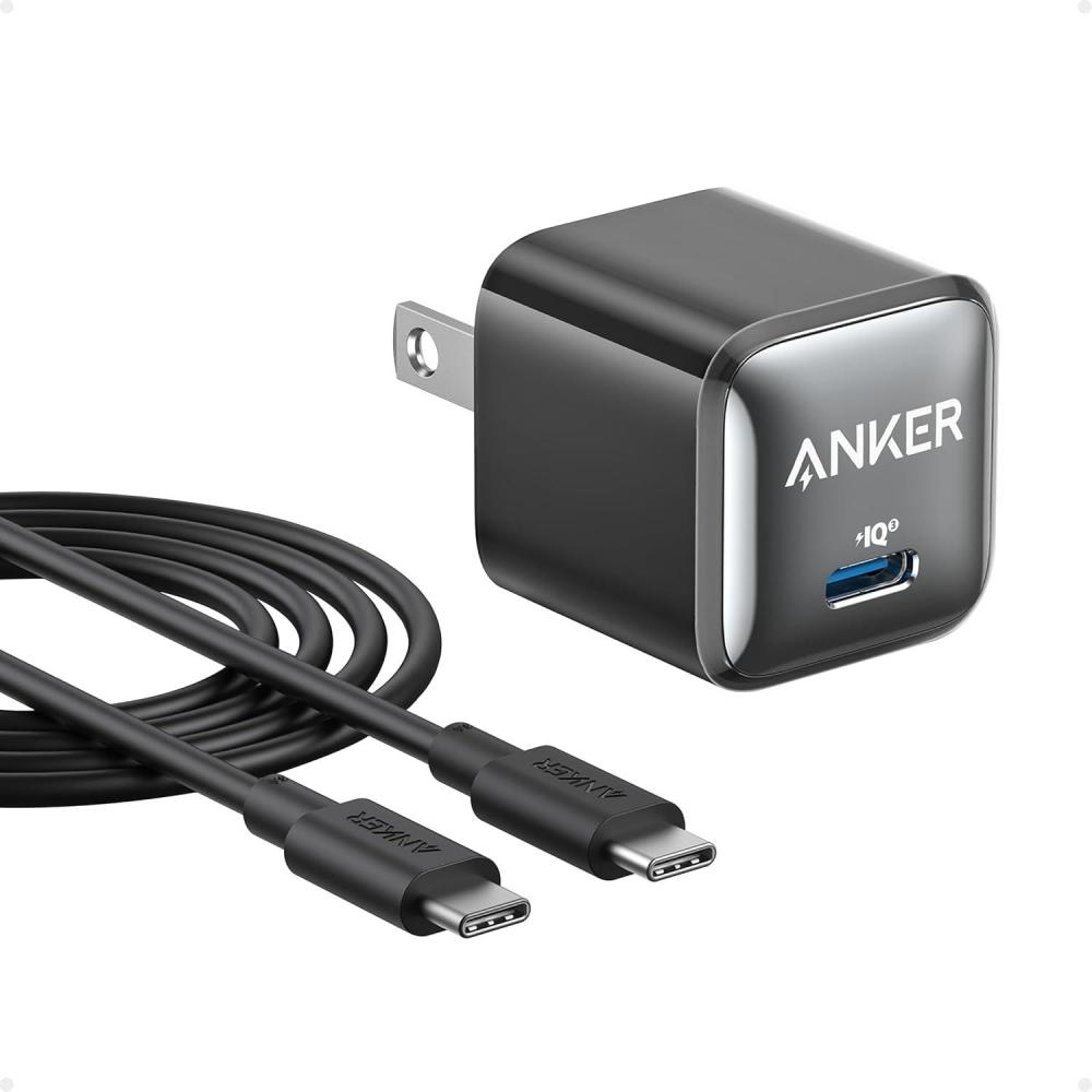 imageAnker USB C Charger Block 20W PIQ 30 Compact Fast Charging for iPhone 1615 and More Series Galaxy Pixel 43 iPad White 1 Packampamp1 CableBlack