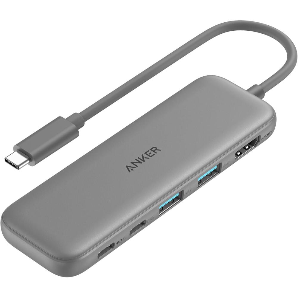 imageAnker USB C Hub 5in1 USBC to HDMI Splitter with 4K Display 1 x Powered USBC 5Gbps ampamp 2Powered USBA 30 5Gbps Data Ports for MacBook Pro MacBook Air Dell and MoreGrey