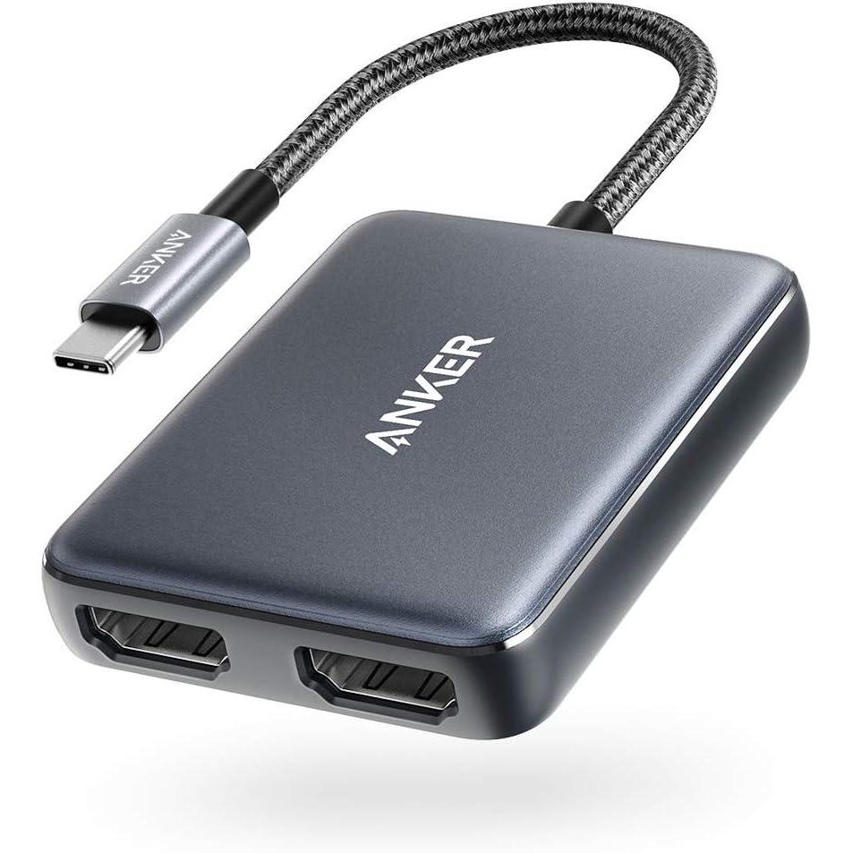 imageAnker USB C to Dual HDMI Adapter Compact and Portable USB C Adapter Supports 4K60Hz and Dual 4K30Hz for MacBookLenovoYogaThinkpad XPSmacOS only Support SST Mode