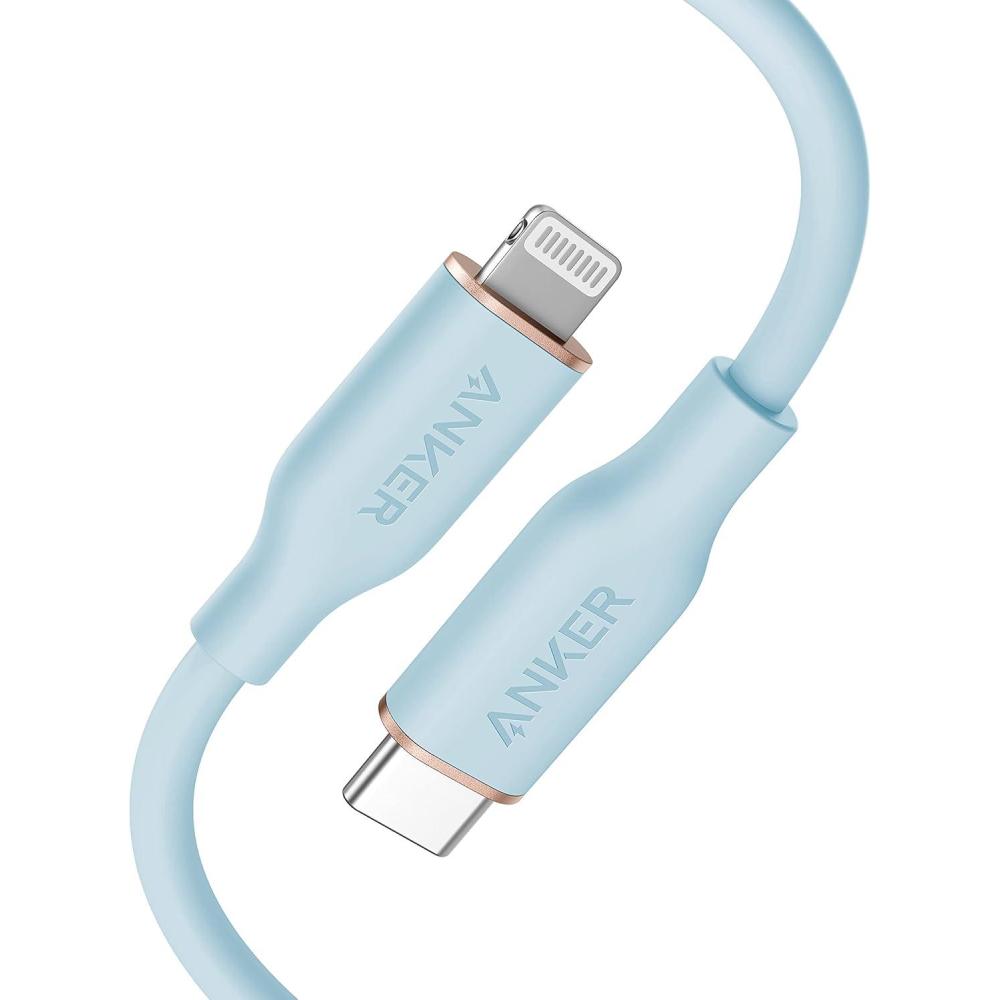 imageAnker USB C to Lightning Cable MFi Certified Powerline III Flow Silicone Charging Cable for iPhone 13 13 Pro Mint Green 6ftBlue