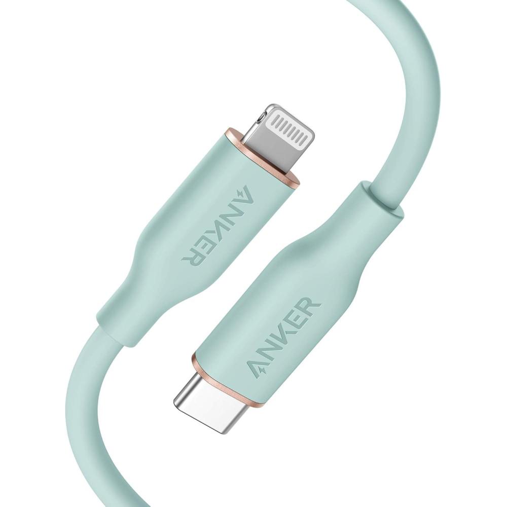 imageAnker USB C to Lightning Cable MFi Certified Powerline III Flow Silicone Charging Cable for iPhone 13 13 Pro Mint Green 6ftGreen