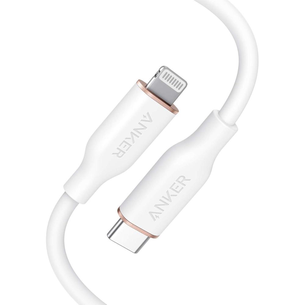 imageAnker USB C to Lightning Cable MFi Certified Powerline III Flow Silicone Charging Cable for iPhone 13 13 Pro Mint Green 6ftWhite
