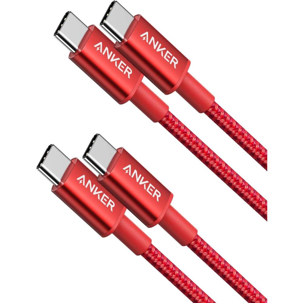 imageAnker USB C to USB C Cable TypeC 60W Fast Charging Cable 6FT 5Pack for iPhone 16 Series iPad mini 6 and More BlackRed