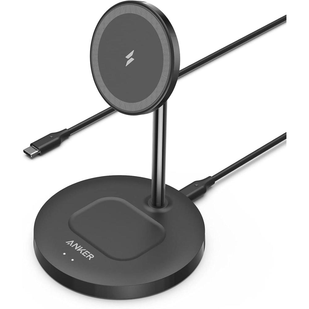 imageAnker Wireless Charging Stand PowerWave 2in1 Magnetic Stand Lite with 5 ft USBC Cable Charging Stand Only for iPhone 1313 Pro 13 Pro Max 13 mini  1212 Pro and AirPods 2Pro No AC AdapterBlack