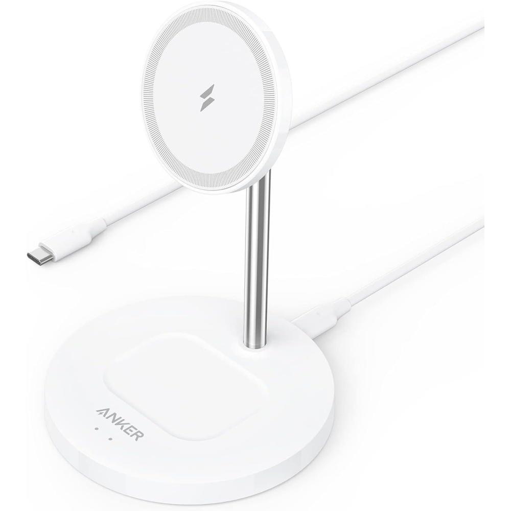 imageAnker Wireless Charging Stand PowerWave 2in1 Magnetic Stand Lite with 5 ft USBC Cable Charging Stand Only for iPhone 1313 Pro 13 Pro Max 13 mini  1212 Pro and AirPods 2Pro No AC AdapterWhite