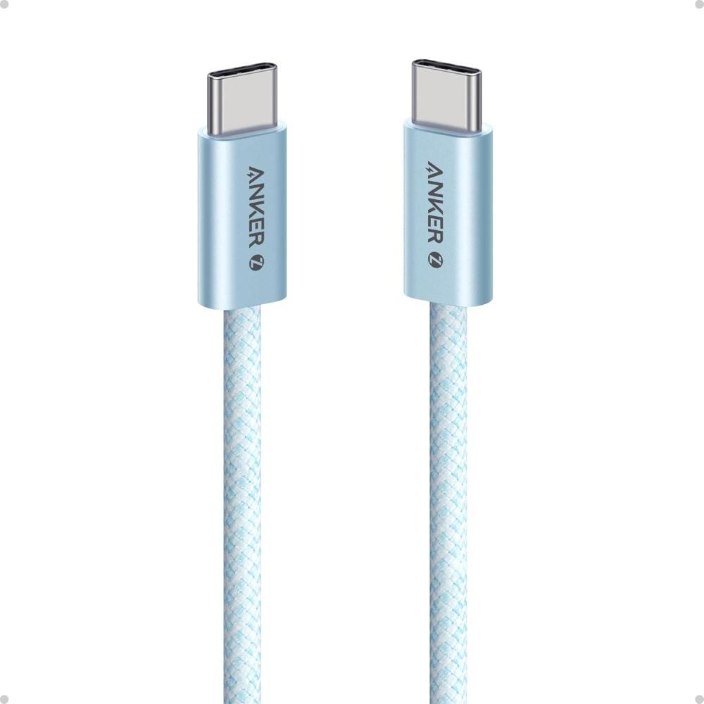 imageAnker Zolo USB C to USB C Cable Braided and DirtFree TypeC Fast Charging Cable Slim Connector for iPhone 16 Series MacBook 240W Black 6FTBlue