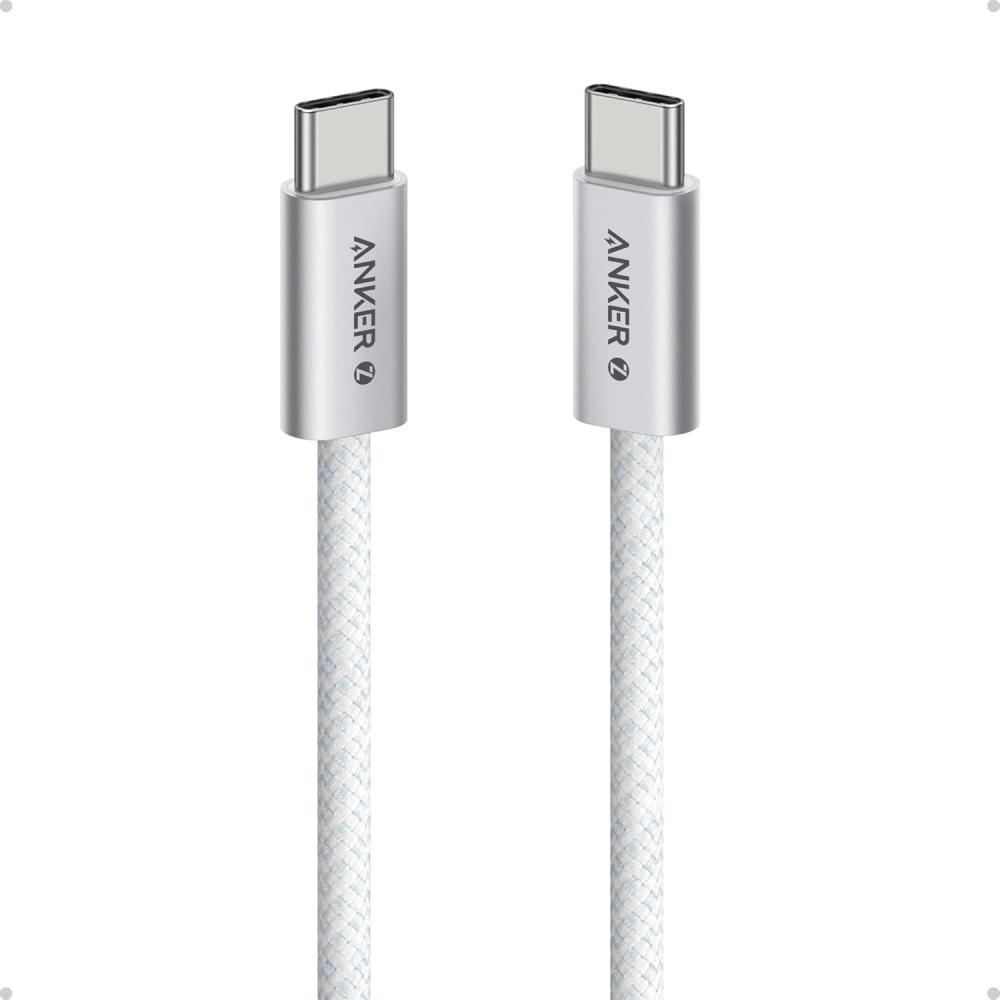 imageAnker Zolo USB C to USB C Cable Braided and DirtFree TypeC Fast Charging Cable Slim Connector for iPhone 16 Series MacBook 240W Black 6FTWhite