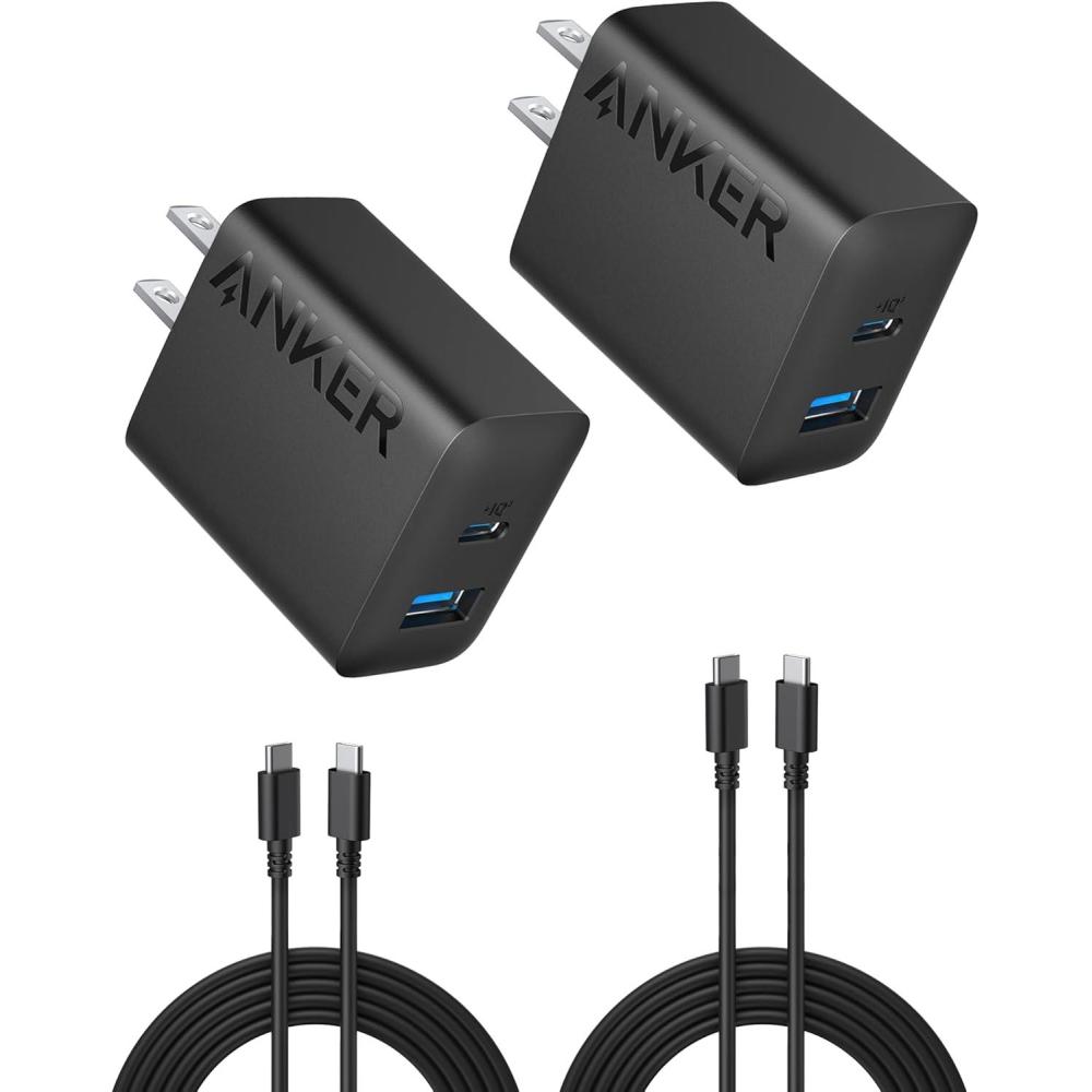 imageAnker iPhone 16 Charger 2Pack 20W Fast USB C Charger Block for iPhone 1616 Pro Max15 SeriesiPad Pro and More White 2 Pack ampamp 2 Cableblack