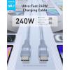 Anker Nano USB C Cable, 240W 6FT Flexible Multi-Color Braided Cord, Fast Charging Type C Charger for iPhone 16 Series, MacBook Pro and More(Black)(Blue)