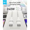 Anker Nano USB C Cable, 240W 6FT Flexible Multi-Color Braided Cord, Fast Charging Type C Charger for iPhone 16 Series, MacBook Pro and More(Black)(White)