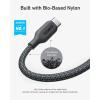 Anker USB C Cable, 240W Bio-Braided Type C Fast Charge Cord for iPhone 16/16 Pro, MacBook Pro 2020, iPad Pro,and More(USB 2.0, 10FT, Ice Lake Blue)(Black)