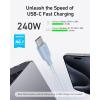 Anker USB C Cable, 240W Bio-Braided Type C Fast Charge Cord for iPhone 16/16 Pro, MacBook Pro 2020, iPad Pro,and More(USB 2.0, 10FT, Ice Lake Blue)(Blue)