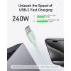 Anker USB C Cable, 240W Bio-Braided Type C Fast Charge Cord for iPhone 16/16 Pro, MacBook Pro 2020, iPad Pro,and More(USB 2.0, 10FT, Ice Lake Blue)(Green)