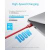 Anker USB C to USB C Cable (6FT, 2Pack), Type-C 100W Charger Cord Fast Charging for iPhone 16 Series,MacBook Pro 2020,Pixel and More(Silver)(Red)