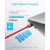 Anker USB C to USB C Cable, Type-C Charging Cord Fast Charge(10FT,100W), for iPhone 16/16 pro, MacBook and More(Black)(Red)