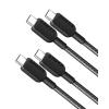 Anker USB C to USB C Cable,Type-C Fast Charging Cord (3FT,2Pack) for iPhone 16/15 Series,iPad Air 4,MacBook Pro 2022 and More (Grey)(Black)