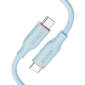 Anker USB C Cable, 100W Type C Flow Cord, Fast Charging for iPhone 16 Series, MacBook Pro 2020, and More (USB 2.0, 6FT, Black)(Blue)