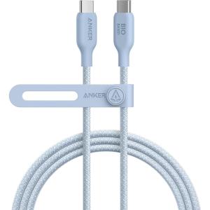 Anker USB C Cable, 240W Bio-Braided Type C Fast Charge Cord for iPhone 16/16 Pro, MacBook Pro 2020, iPad Pro,and More(USB 2.0, 10FT, Ice Lake Blue)(Blue)