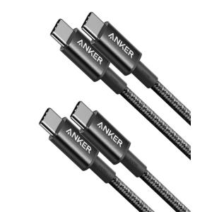 Anker USB C to USB C Cable (6FT, 2Pack), Type-C 100W Charger Cord Fast Charging for iPhone 16 Series,MacBook Pro 2020,Pixel and More(Silver)(Black)
