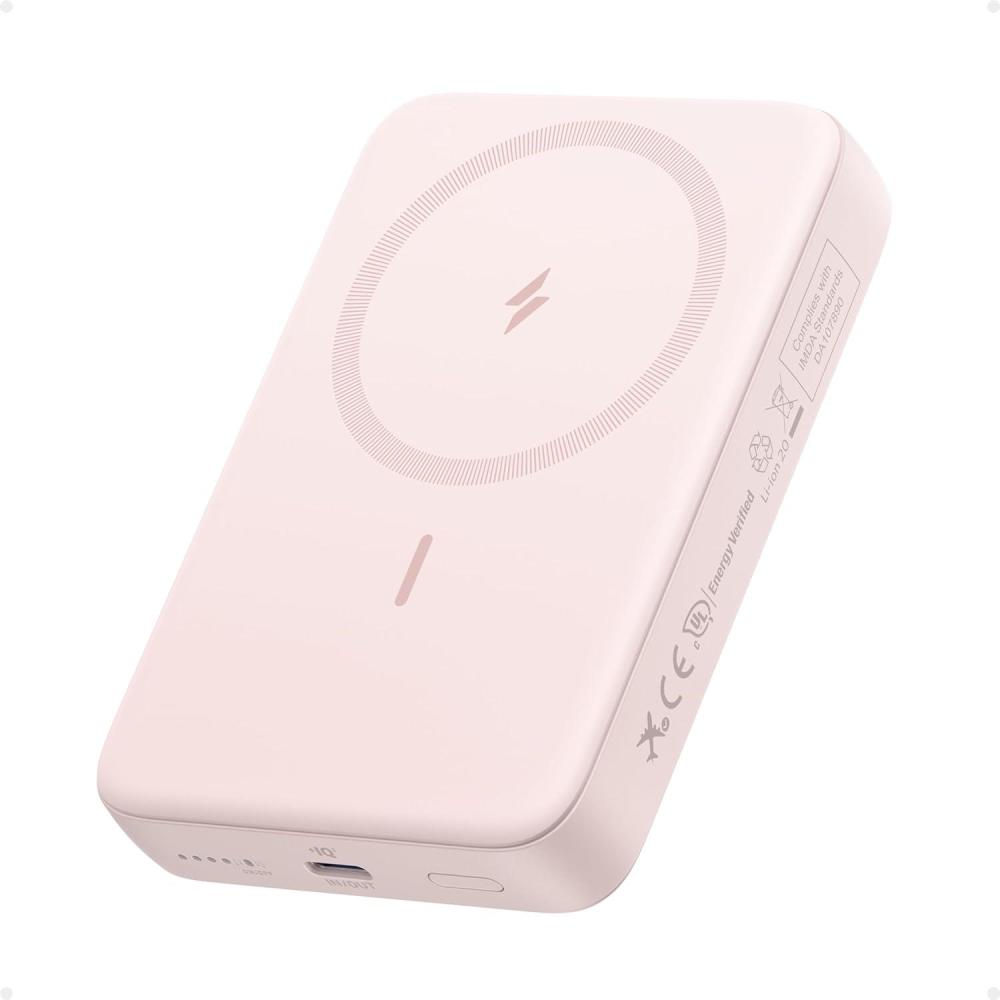 imageANKER Zolo Magnetic Power Bank Compact 10000mAh Wireless Portable Charger with 30W Max Fast Charging SkinFriendly and Durable Battery Pack for iPhone 161514 Series AirPods and MorePink