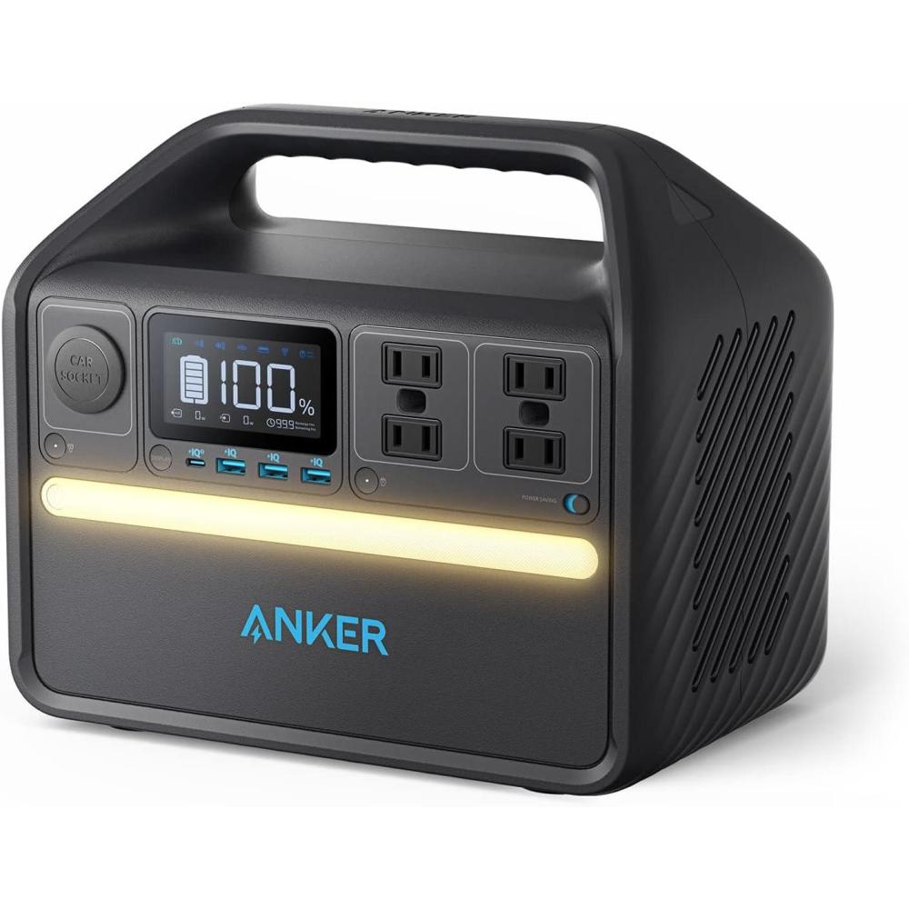 imageAnker 535 Solar Generator Powerhouse 512Wh with 100W Solar Panel Power Station with LiFePO4 4  110V AC Outlets 60W USBC PD Output LED Light for Outdoor Camping RV Power OutageAnker SolixAnker PowerHouse 535