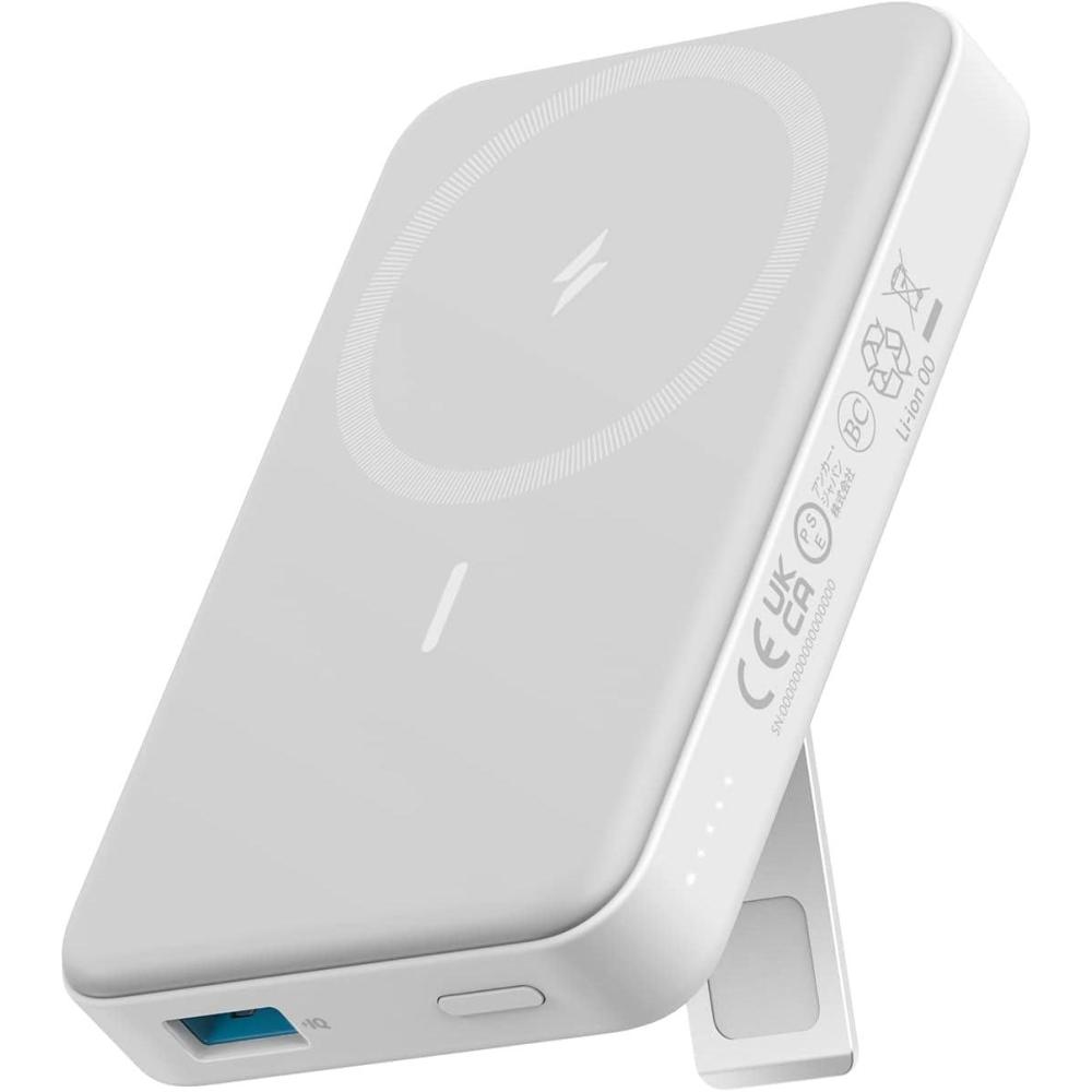 imageAnker 633 Magnetic Battery 10000mAh Foldable Wireless Portable Charger 20W USBC Power Delivery Power Bank with Stand MagsafeCompatible for iPhone 1615141312 SeriesWhite