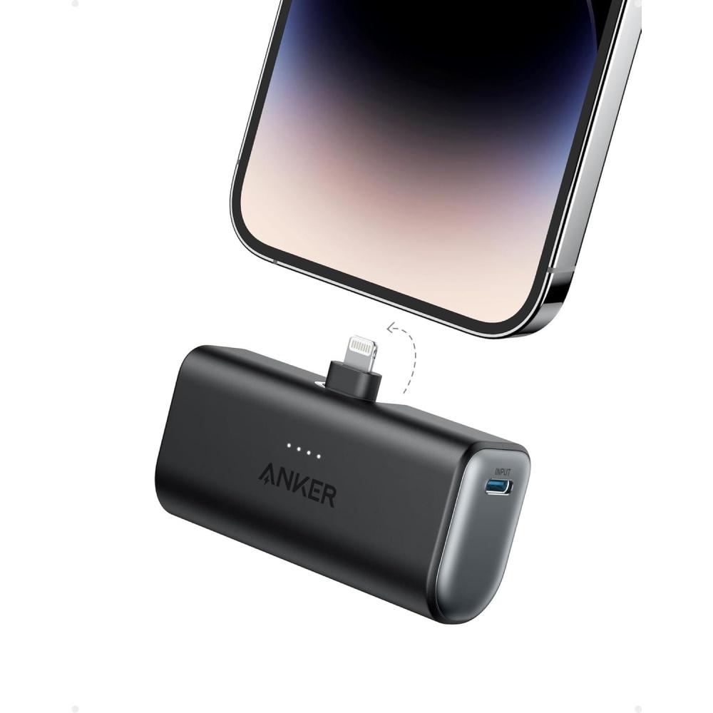 imageAnker Nano Power Bank with Builtin Lightning Connector Portable Charger 5000mAh MFi Certified 12W Compatible with iPhone 141312 Series BlackBlack