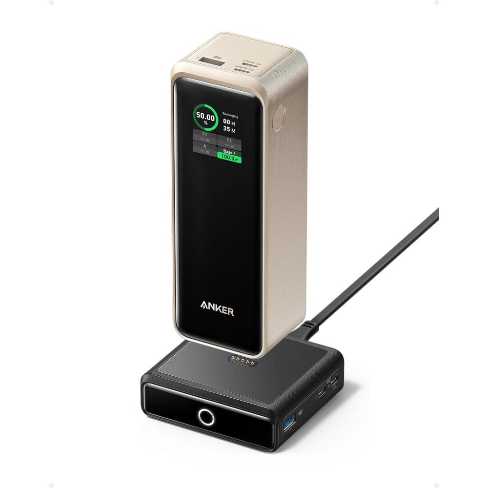 imageAnker Prime Power Bank 27650mAh 3Port 250W Portable Charger for Travel TSAApproved Smart App for MacBook ProAir iPhone 161514 Series Samsung Laptops and More Charging Base Not IncludedPowerBankCharging BaseGold