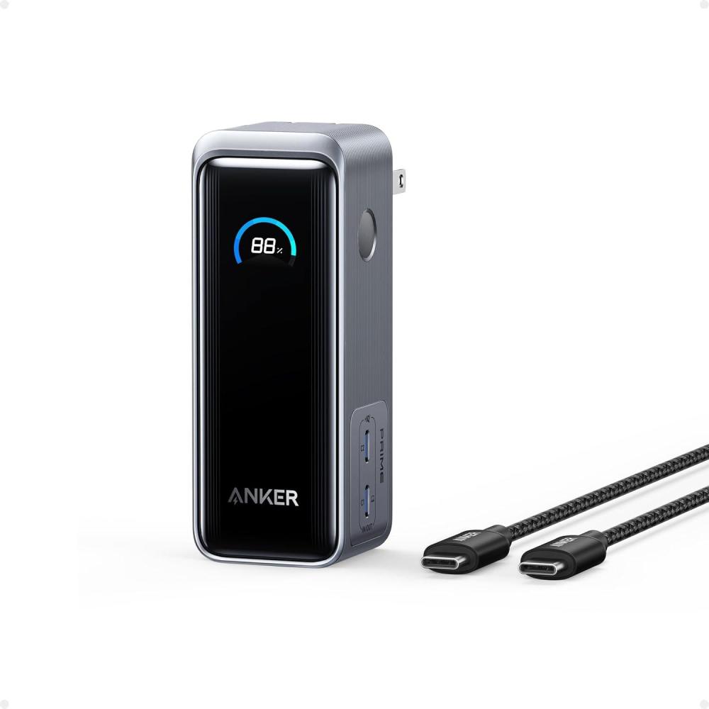 imageAnker Prime Power Bank 9600mAh Battery Pack with 65W Output Builtin AC Plug Supports PD 30 and PPS 30W Fast Recharging Sleek Portable Charger for MacBook Pro iPhone 15 Series Galaxy iPad