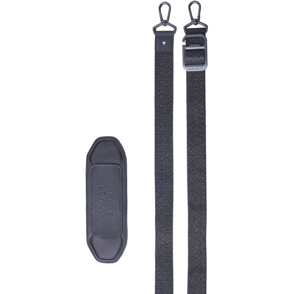 imageAnker SOLIX Adjustable Strap Compatible with C300 DC and C300 Portable Power Station Thick and Soft Nylon Universal Replacement Padded NonSlip Fit with Metal Swivel Hooks PU Shoulder Pad Black
