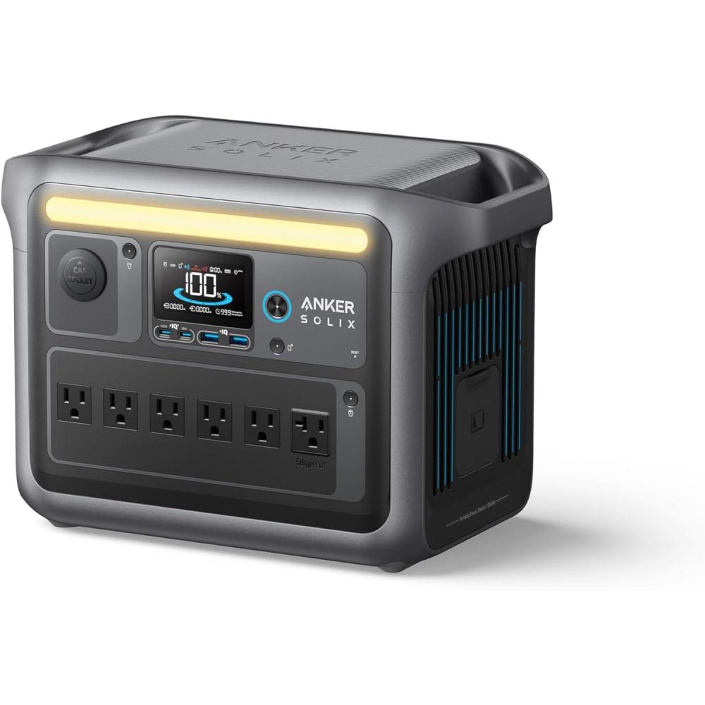 imageAnker SOLIX C1000 Portable Power Station with 200W Solar Panel 1800W Solar Generator 1056wh LFP LiFePO4 Battery 6 AC Outlets Up to 2400W for Home Power Outages and Outdoor CampingAnker SOLIX C1000