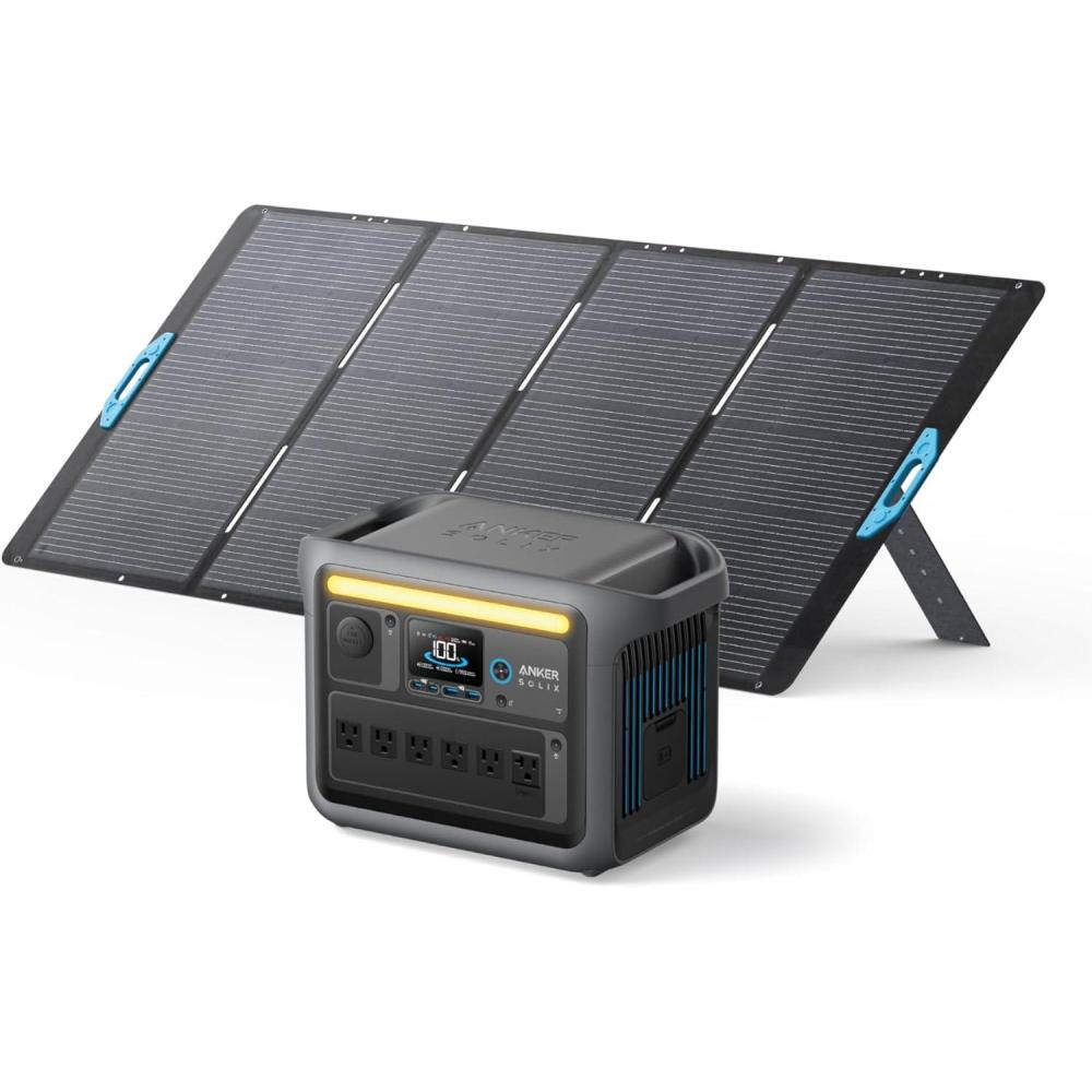 imageAnker SOLIX C1000 Portable Power Station with 400W Solar Panel 1800W Solar Generator 1056wh LFP LiFePO4 Battery 6 AC Outlets Up to 2400W for Home Power Outages and Outdoor CampingAnker SOLIX C1000400W Solar Panel