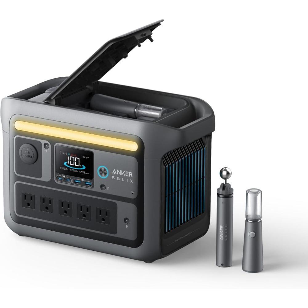 imageAnker SOLIX C800 Portable Power Station with 100W Solar Panel 1200W Peak 1600W Solar Generator Full Charge in 58 Min 768Wh LiFePO4 Battery for Outdoor Camping RVs Road Trip and Power OutagesAnker SOLIX C800 Plus