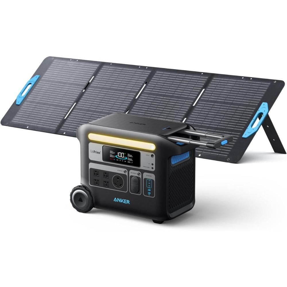 imageAnker SOLIX F2000 Portable Power Station PowerHouse 767 2048Wh GaNPrime Solar Generator with 200W Solar Panel LiFePO4 Batteries 4 AC Outlets Up to 2400W for Home Power Outage Outdoor CampingAnker SOLIX F2000200W Solar Panel