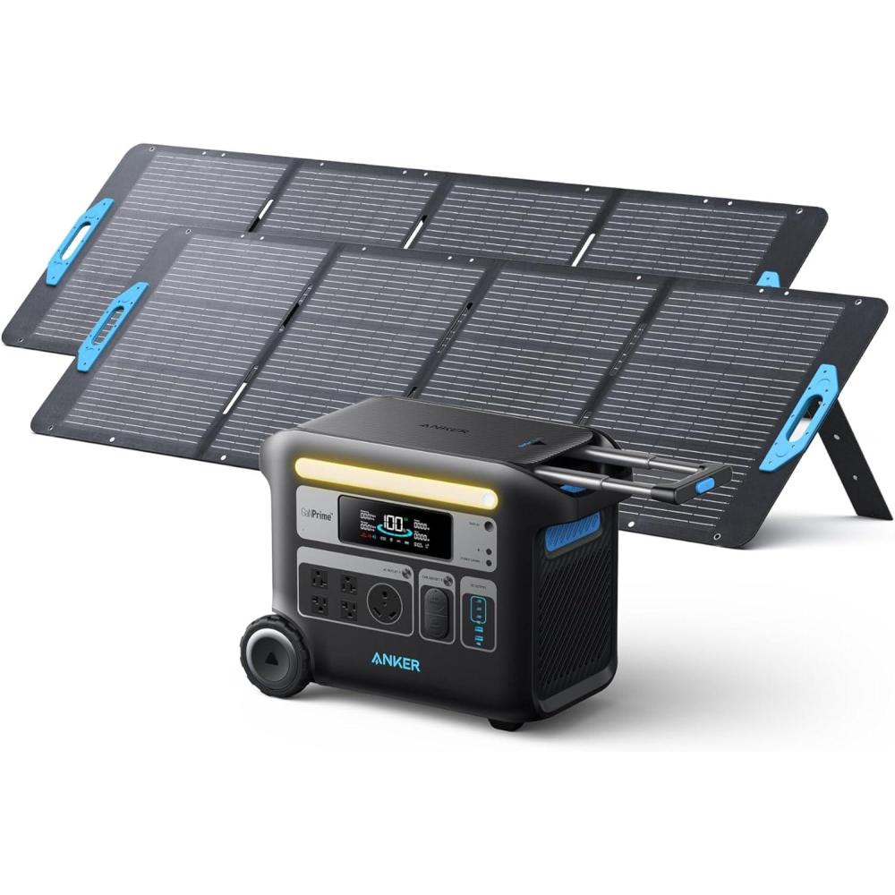 imageAnker SOLIX F2000 Solar Generator 2048Wh Portable Power Station with LiFePO4 Batteries and 2 200W Solar Panel GaNPrime Technology 4 AC Outlets Up to 2400W for Home Power Outages Camping and RVs