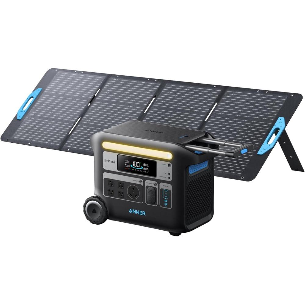 imageAnker SOLIX F2600 Portable Power Station PowerHouse 767 and 760 Expansion Battery 5120Wh LiFePO4 Battery with 4 AC Outlets Up to 2400W GaNPrime Solar Generator for Home Outdoor Camping RVAnker SOLIX F2600BP2600200W Solar Panel